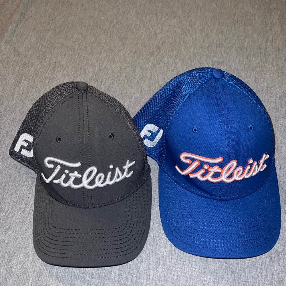Two Titleist golf hats
